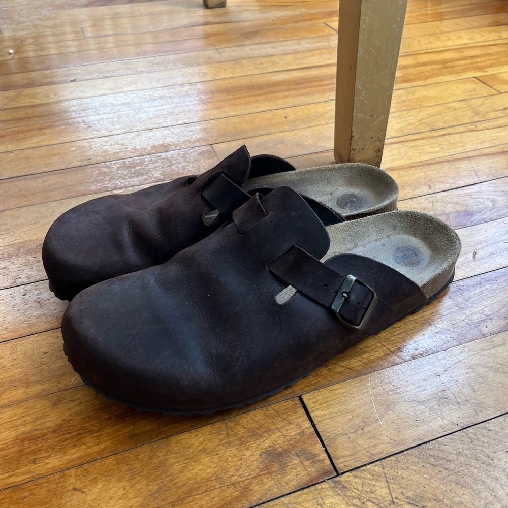Bio Green Men’s Closed Toe Leather Clog Shoes Dark Brown Size 46